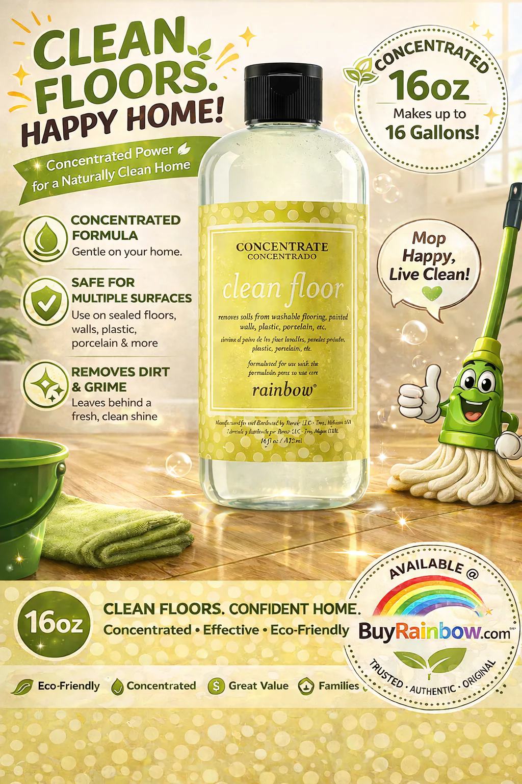 Rainbow Clean Floor Concentrate 16oz GENUINE RAINBOW PRODUCT - Image 3